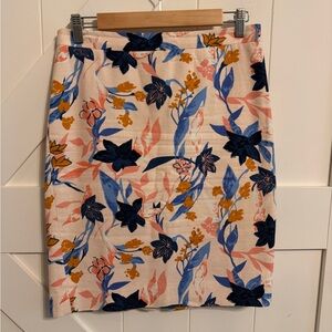 J. Crew Multicolor Floral Pencil Skirt Navy Cream Pink Elevated Workwear